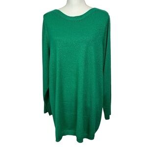 APT. 9 Women’s Pullover Sweater Sz 2X Green W/Metallic Flex’s Stretch LS